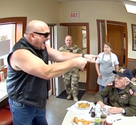 A biker sla/pped an 81-year-old veteran in a diner — no one could have imagined